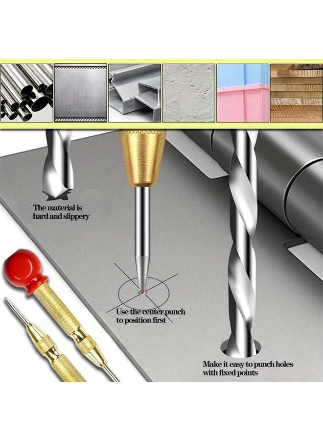 Automatic Spring Center Punch 2pcs Quick Positioning Non Slip Chrome Vanadium Steel - Image 5