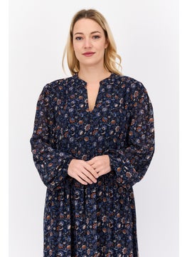 Pepe Jeans Women Floral Print Maxi Dress, Navy Blue  - Image 4