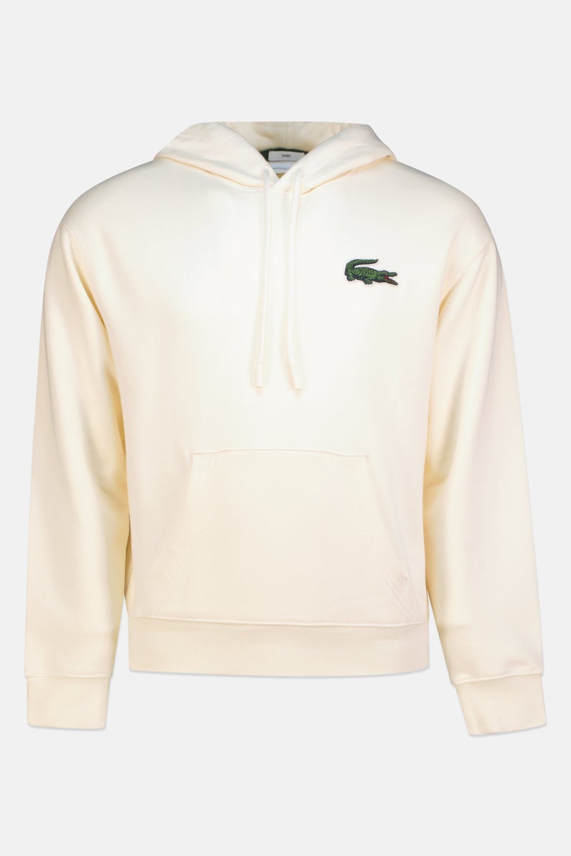 LACOSTE Men Embroidered Logo Long Sleeve Hoodie, Off White - Image 2