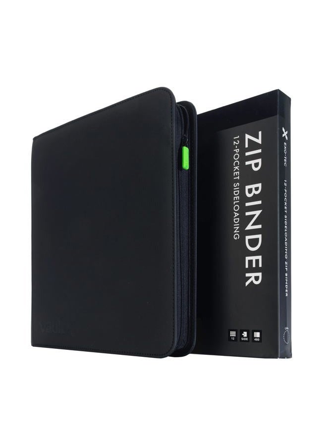 Vault X 12 Pocket Trading Card Zip Binder, 480 cards, Premium Exo-Tec Album Material, 20 Side-Loading Pages, Folder for Collectible Card Games, Sports, TCG (Black) - Image 1