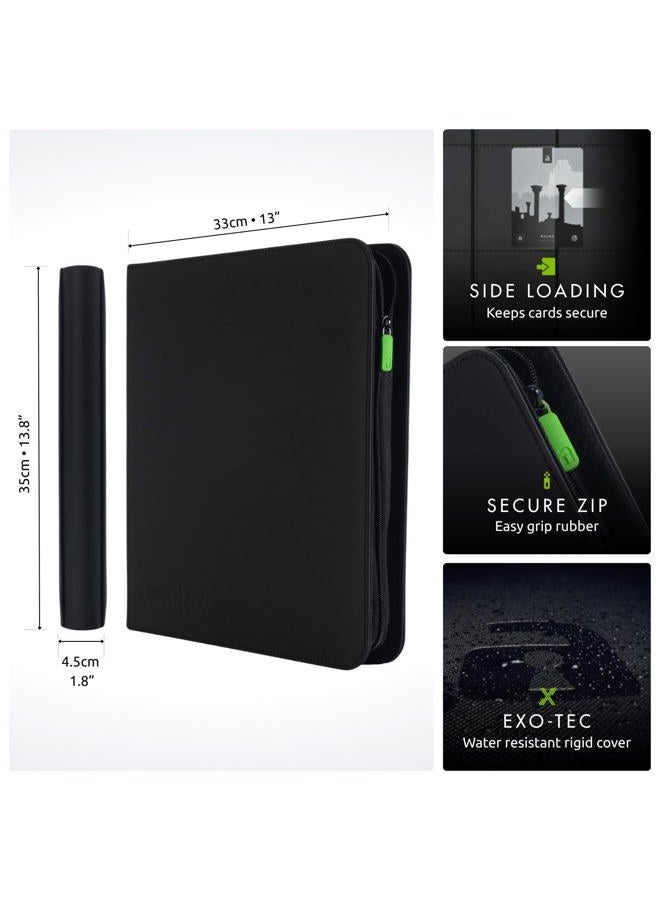 Vault X 12 Pocket Trading Card Zip Binder, 480 cards, Premium Exo-Tec Album Material, 20 Side-Loading Pages, Folder for Collectible Card Games, Sports, TCG (Black) - Image 2