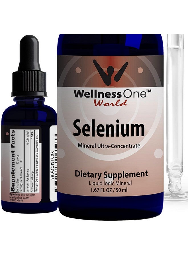 WellnessOne Liquid Selenium Supplement - Ionized Selenium Liquid Drops 70 mcg - Antioxidant, Cardiovascular and Immune Support - USA Tested, Vegan, Non-GMO, Gluten Free, Unflavored - 1.67 fl oz