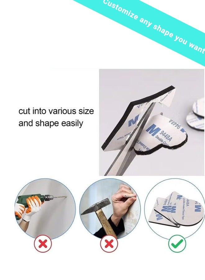 3 M 100 Pcs Double Sided Tape, Strong Heavy Duty Waterproof Tape, Adhesive Foam Pad Tape, Self-Adhesive Tape, Square & Round, for Home, Office, 40×40mm - Image 4