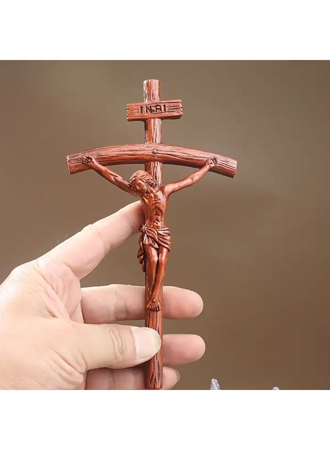 Handheld Golden Resin Prayer Cross Statue Two Colors Available Religious Decor - Image 5