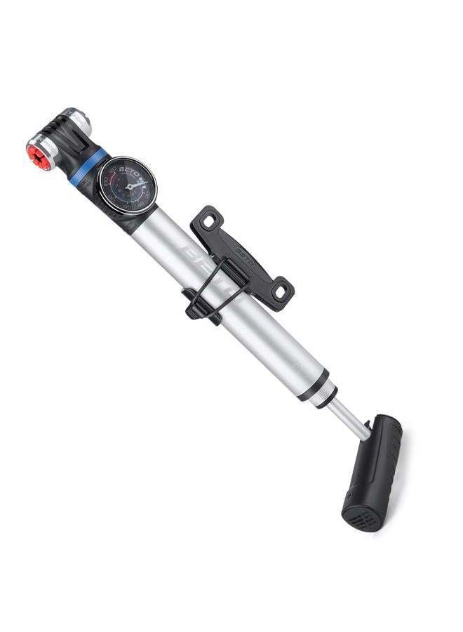 CXWXC Mini Bike Pump with Gauge - Portable Frame Pump with EZ-Head Fits Schrader/Presta, Foldable T-Handle - Road Mountain MTB BMX Bike Pump (Style:B) - Image 1