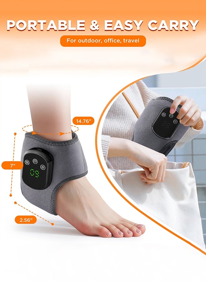 جهاز تدليك الكاحل بالتدفئة مع 3 أوضاع اهتزاز، و5 إعدادات للحرارة، وجهاز سبا للقدم قابل لإعادة الشحن عبر منفذ USB للاسترخاء أثناء التنقل - Image 3