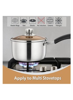 Hihonor Saucepan with Lid, Sauce Cooking Pot Milk Pan Stainless Steel, Professional with Long Heatproof Handle for Home Kitchen Restaurant, Healthy & Non Toxic, Multi-use, Dishwasher Safe (16cm)  - Image 5
