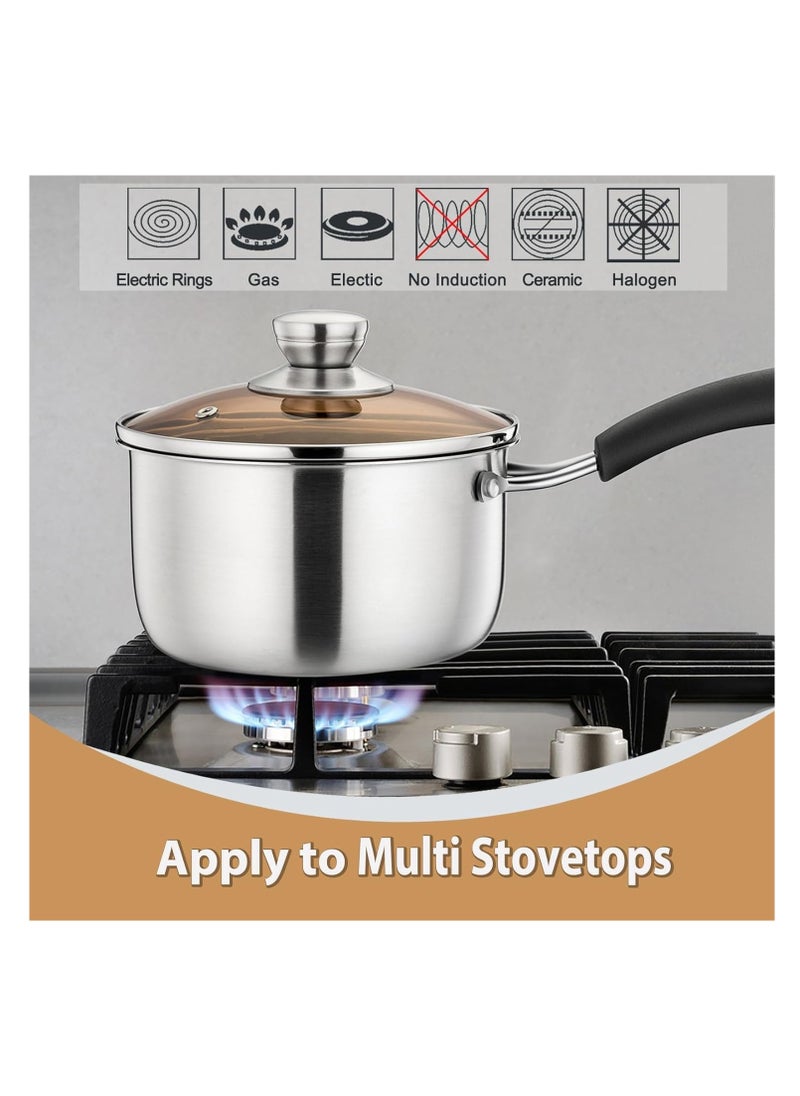 Hihonor Saucepan with Lid, Sauce Cooking Pot Milk Pan Stainless Steel, Professional with Long Heatproof Handle for Home Kitchen Restaurant, Healthy & Non Toxic, Multi-use, Dishwasher Safe (16cm)  - Image 5