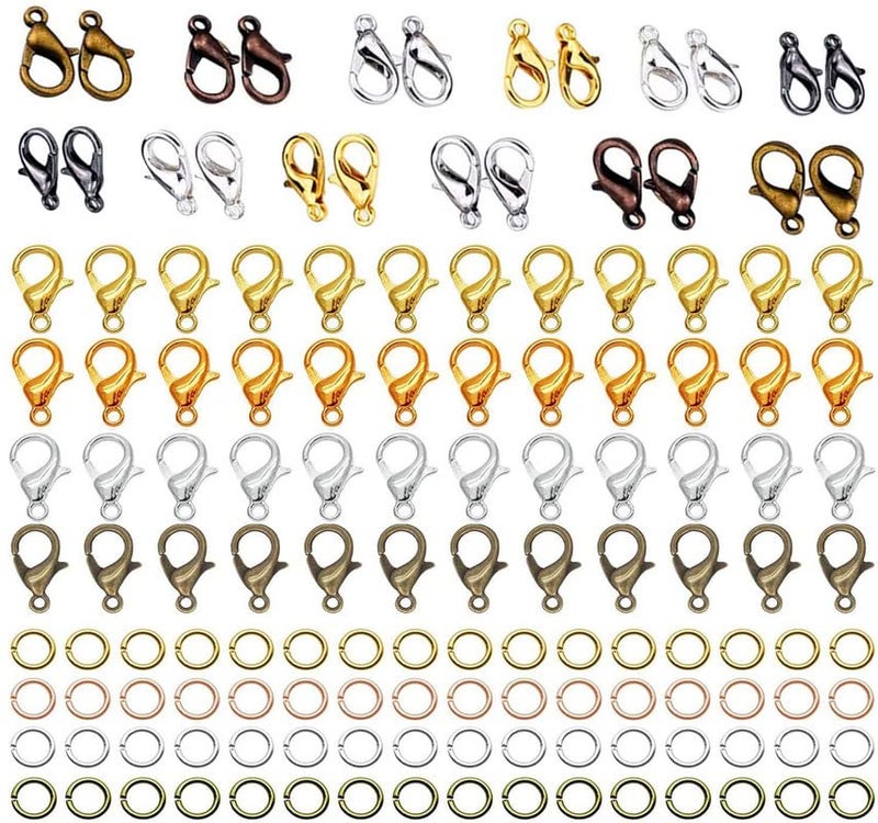 DIY Crafts 20x Lobster Claw Clasps & 1 Mtr Extender Chains with Every 100 Grm Rest Jump Rings, Lobster Clasps Chain Jump Ring for Jewelry Making Necklace Bracelet Anklet Key (200 Grm, Antique Bronze) - Image 3