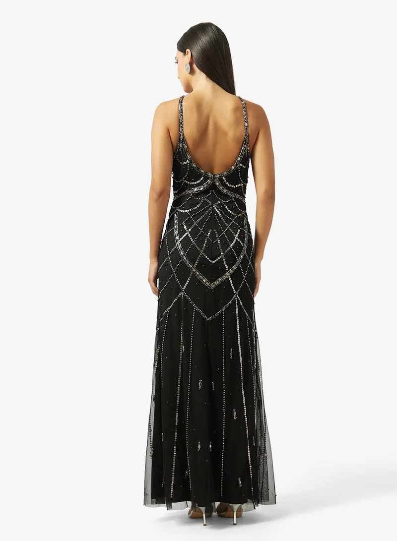 Namshi x Halter Neck Embellished Dress