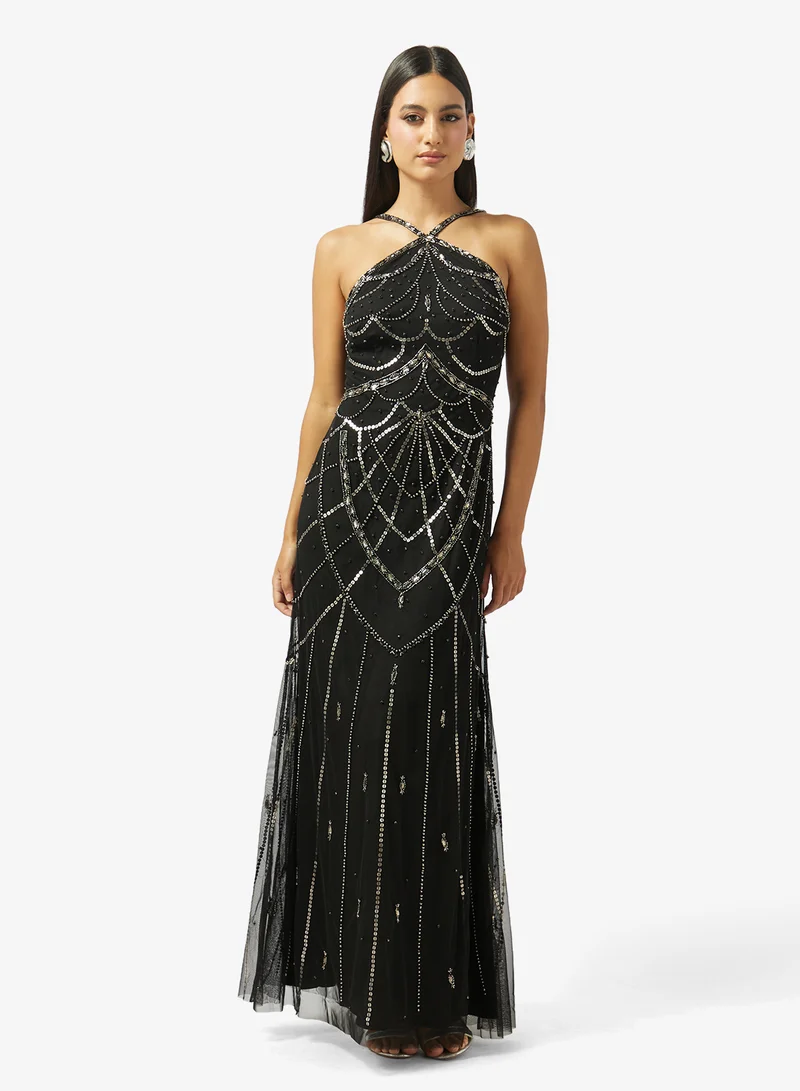 Namshi x Halter Neck Embellished Dress