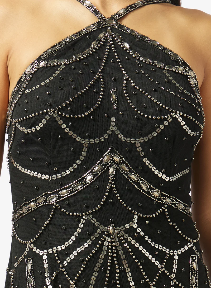 Namshi x  Halter Neck Embellished Dress for Women | Best Price UAE