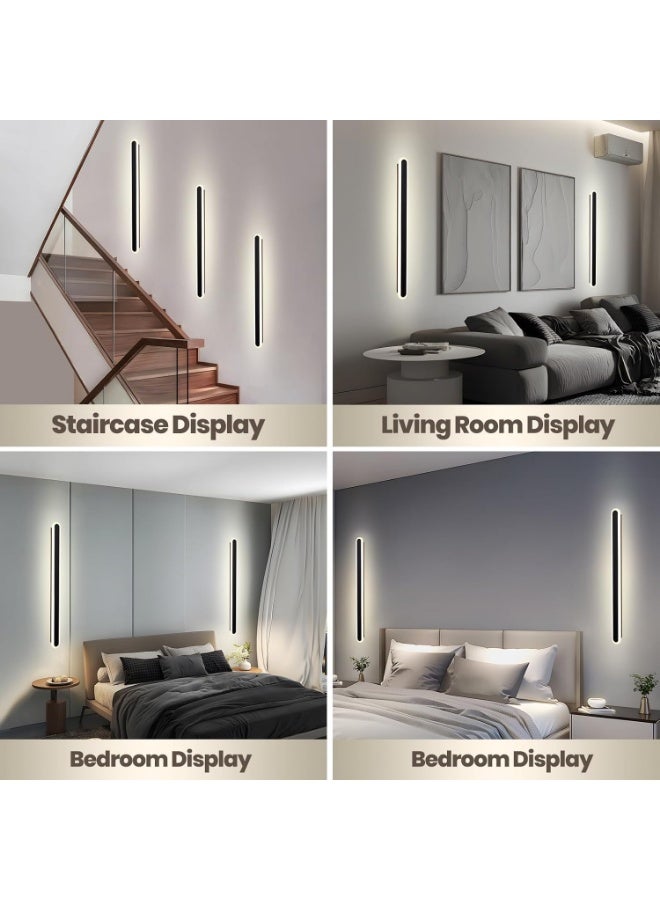 Modern LED Wall Light 23W | Minimalist Slim Wall Lamp for Bedroom Living Room | Three Color Dimming Indoor Lighting | Contemporary Black Acrylic & Metal Wall Mounted Light Fixture - Image 2