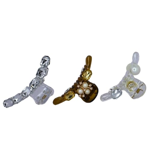 JWELLA Set of 3 Elegant Mini Hair Claw Clips for Women – Rhinestone and Pearl Embellished Hair Clips, Perfect for Styling and Special Occasions - Image 1