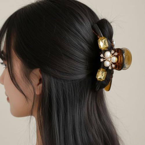 JWELLA Set of 3 Elegant Mini Hair Claw Clips for Women – Rhinestone and Pearl Embellished Hair Clips, Perfect for Styling and Special Occasions - Image 3