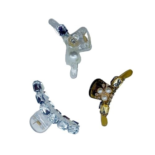 JWELLA Set of 3 Elegant Mini Hair Claw Clips for Women – Rhinestone and Pearl Embellished Hair Clips, Perfect for Styling and Special Occasions - Image 5