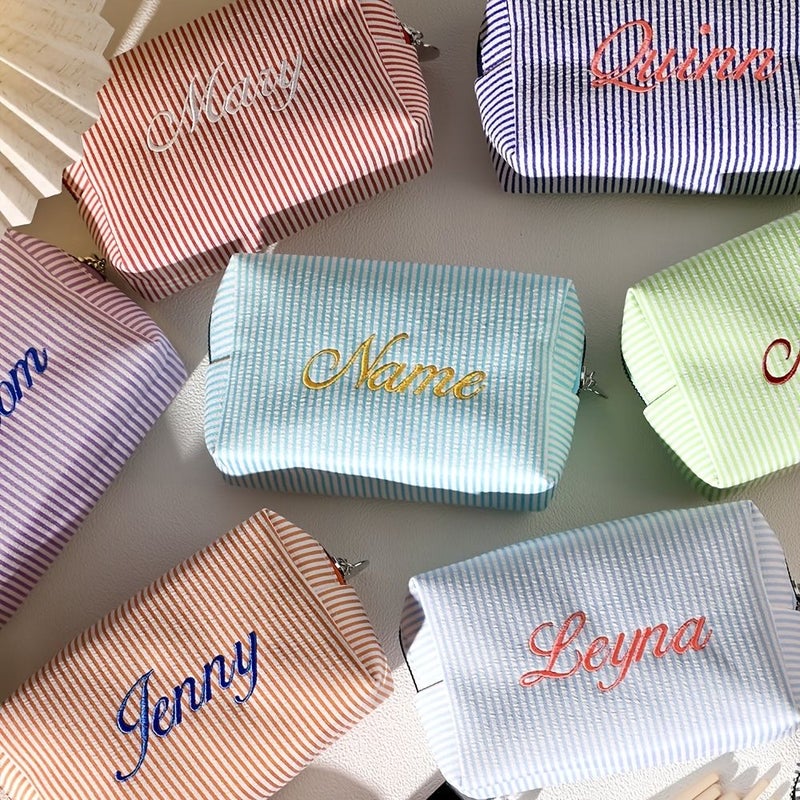 Embroidery Pink Custom Makeup Bag Cosmetic Pouch Travel Toiletry Organizer - Image 5