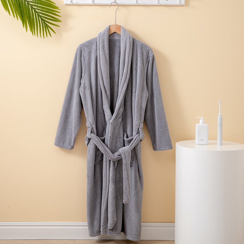 Unisex Coral Fleece Bathrobe - Thick and Soft for Home Use