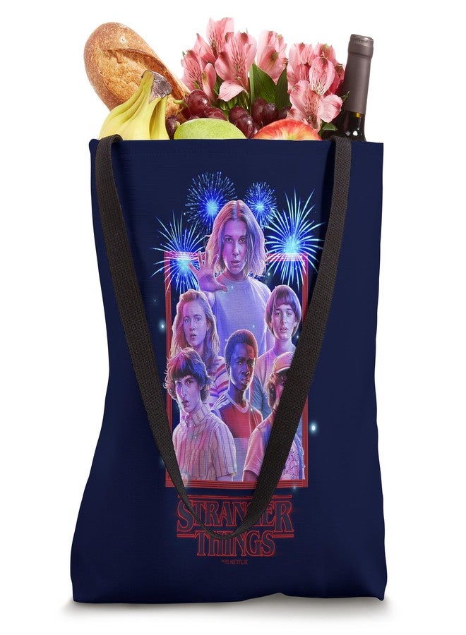 Stranger Things Netflix Stranger Things Group Shot Fireworks Poster Tote Bag - Image 4
