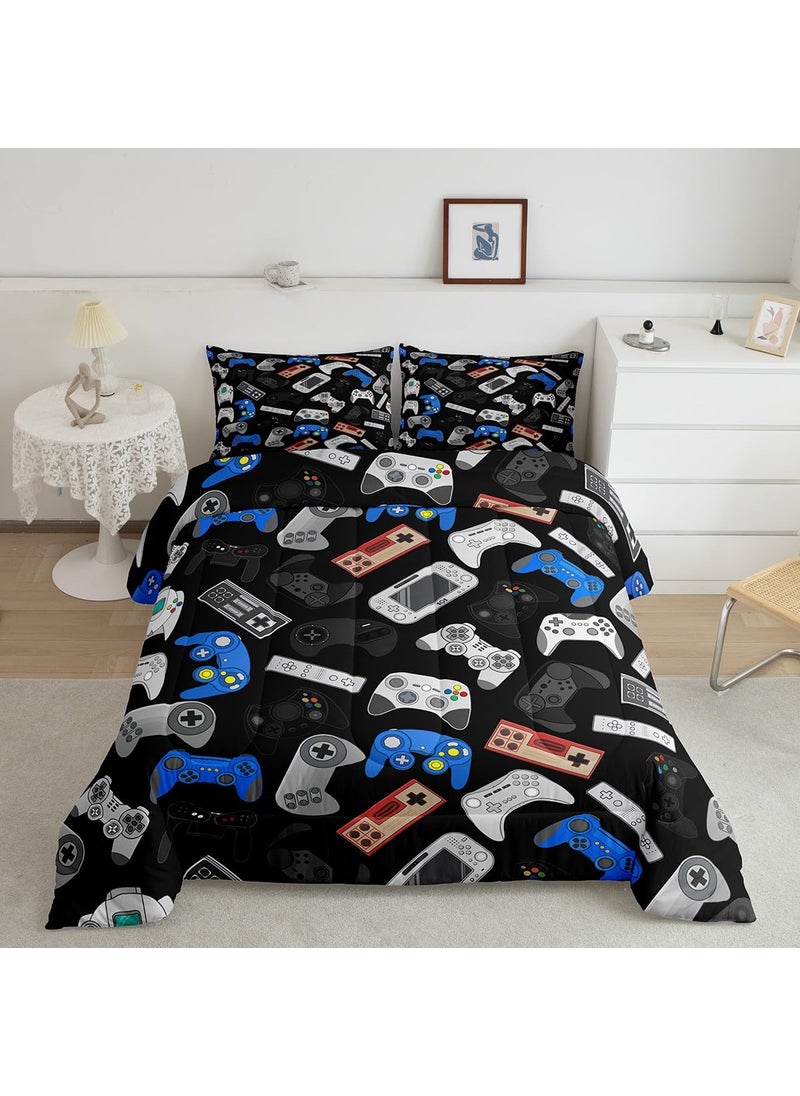 Erosebridal Erosebridal Teens Gamepad Comforter Set  Modern Gamer Down Comforter Twin Size for Kids Boys Children Youth  Video Game Bedding Set Player Gaming Joystick Duvet Insert for Bedroom  Black Blue  - Image 2