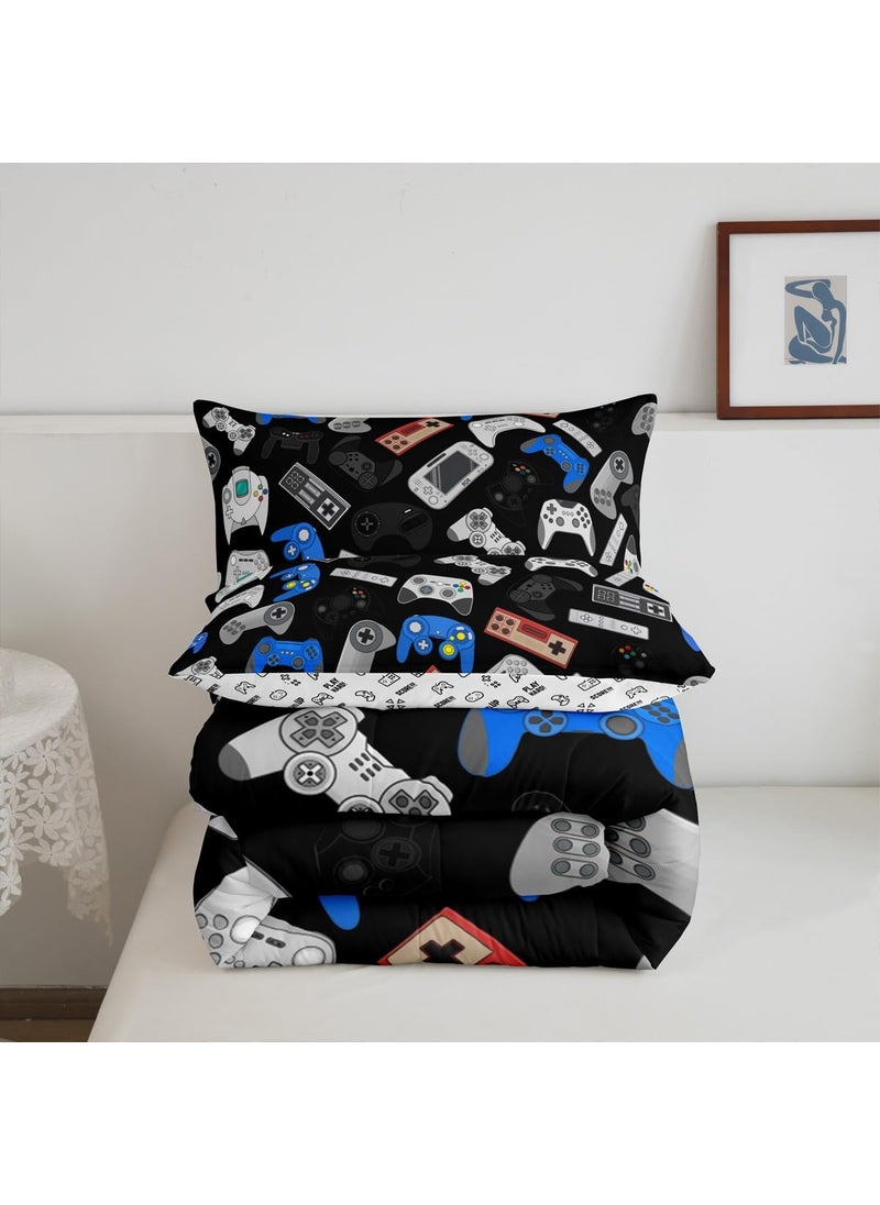 Erosebridal Erosebridal Teens Gamepad Comforter Set  Modern Gamer Down Comforter Twin Size for Kids Boys Children Youth  Video Game Bedding Set Player Gaming Joystick Duvet Insert for Bedroom  Black Blue  - Image 5
