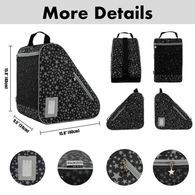 BAUXZOR Skate Bags for Roller Skates, Ice Skates, Quad Skates, Inline Skates, Figure Skates, Skate Accessories for Kids and Adults (Star Grey 10) - Image 3