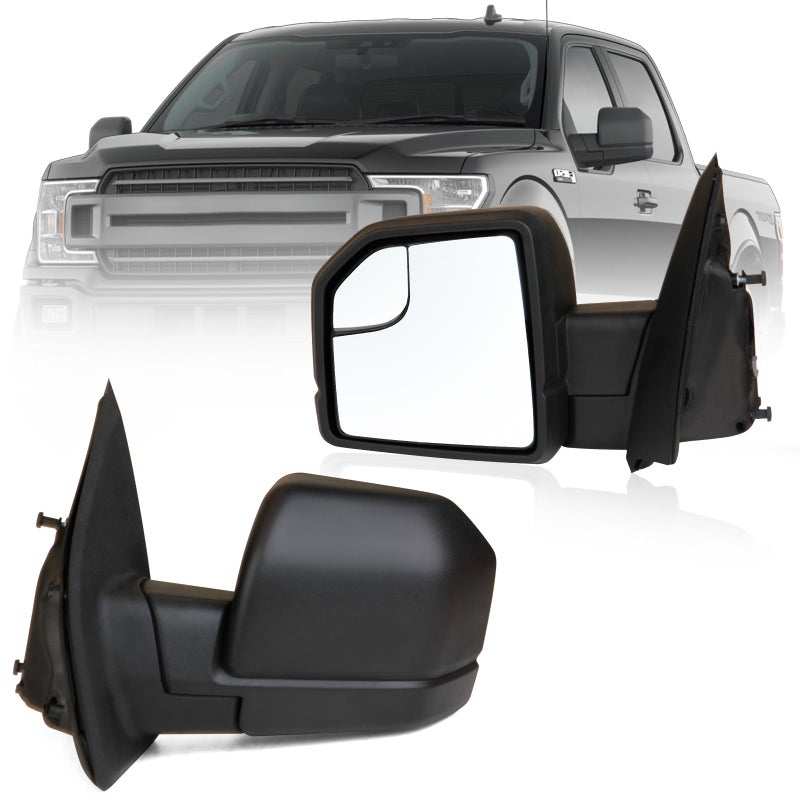 MITZONE F150 Drive Side Mirror compatible with 20152020 Ford F150 with Blind Spot Glass Power 3Pin Without Turn Signal Light NonHeated Textured Black Left Side