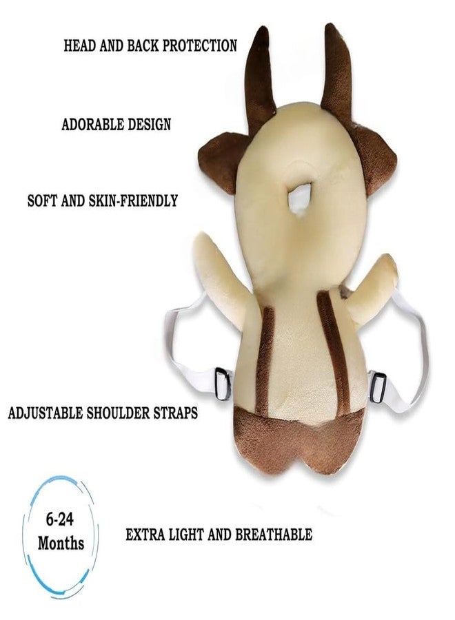 DAGDIYA Baby Head Cushion Protector | Plush Soft Toy Head Guard for Walking & Crawling | Adjustable Infant & Toddler Safety Cap | Kids Protection Helmet for Early Learning & Play (Brown-Cow) - Image 5