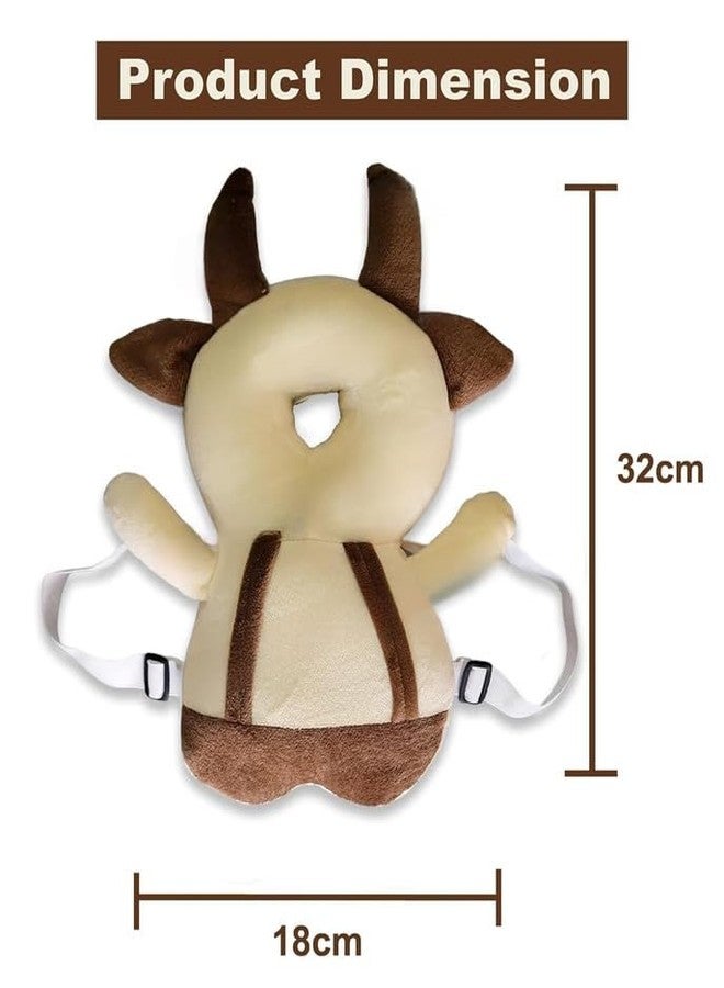 DAGDIYA Baby Head Cushion Protector | Plush Soft Toy Head Guard for Walking & Crawling | Adjustable Infant & Toddler Safety Cap | Kids Protection Helmet for Early Learning & Play (Brown-Cow) - Image 4