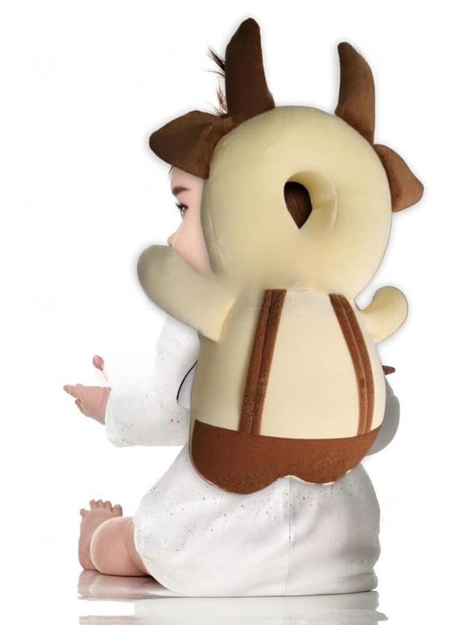 DAGDIYA Baby Head Cushion Protector | Plush Soft Toy Head Guard for Walking & Crawling | Adjustable Infant & Toddler Safety Cap | Kids Protection Helmet for Early Learning & Play (Brown-Cow) - Image 2