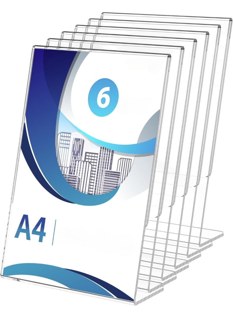 TPGP A4 Acrylic Slant Table Stand: Pack Of 6 Transparent Plexiglass Advertising Stands - Image 1
