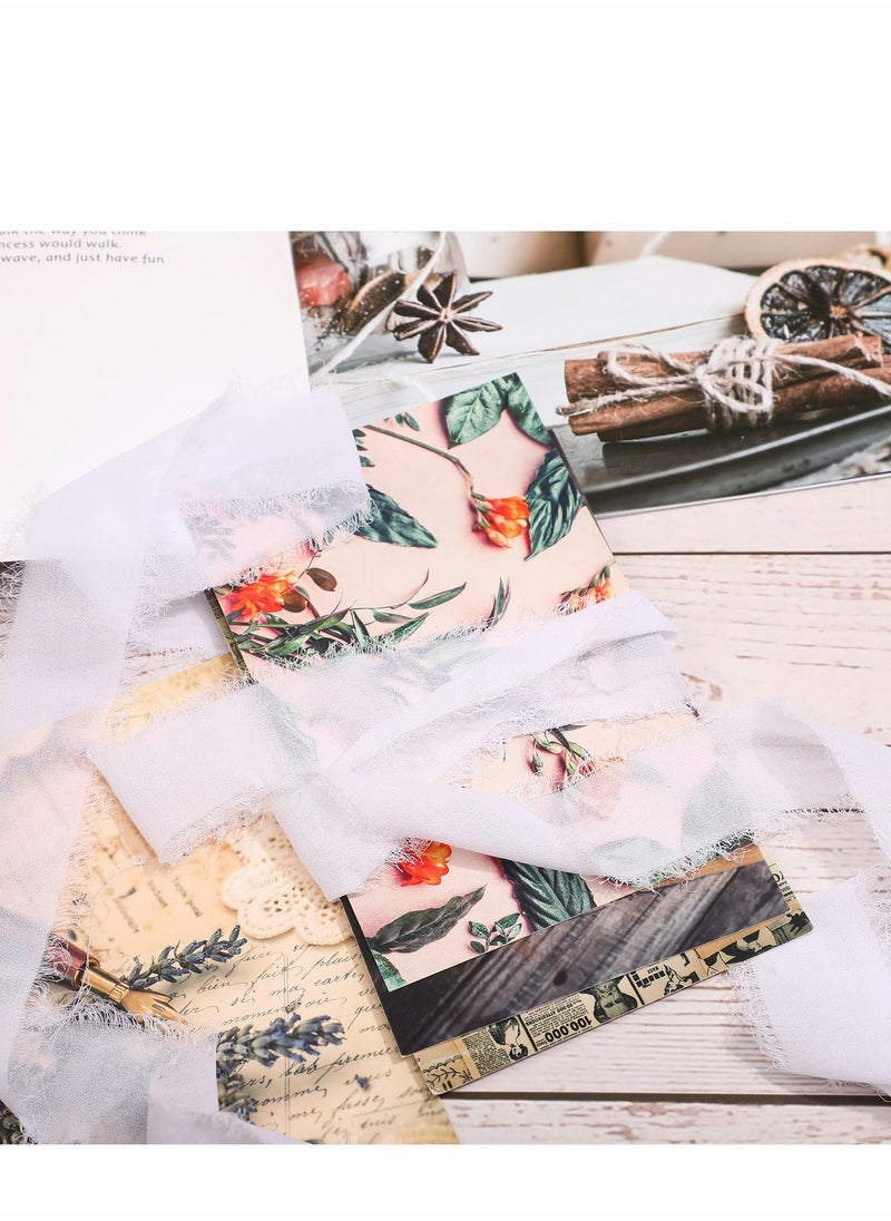 Excefore - Handmade Fringe Chiffon Ribbon, 6 Rolls 3.8cm x 5 Yard(4.5m) Silk-Like Ribbon Colorful Rustic Set for Wedding Invitations, Bridal Bouquets, Gifts Wrapping, DIY Crafts(Nude Set) - Image 1