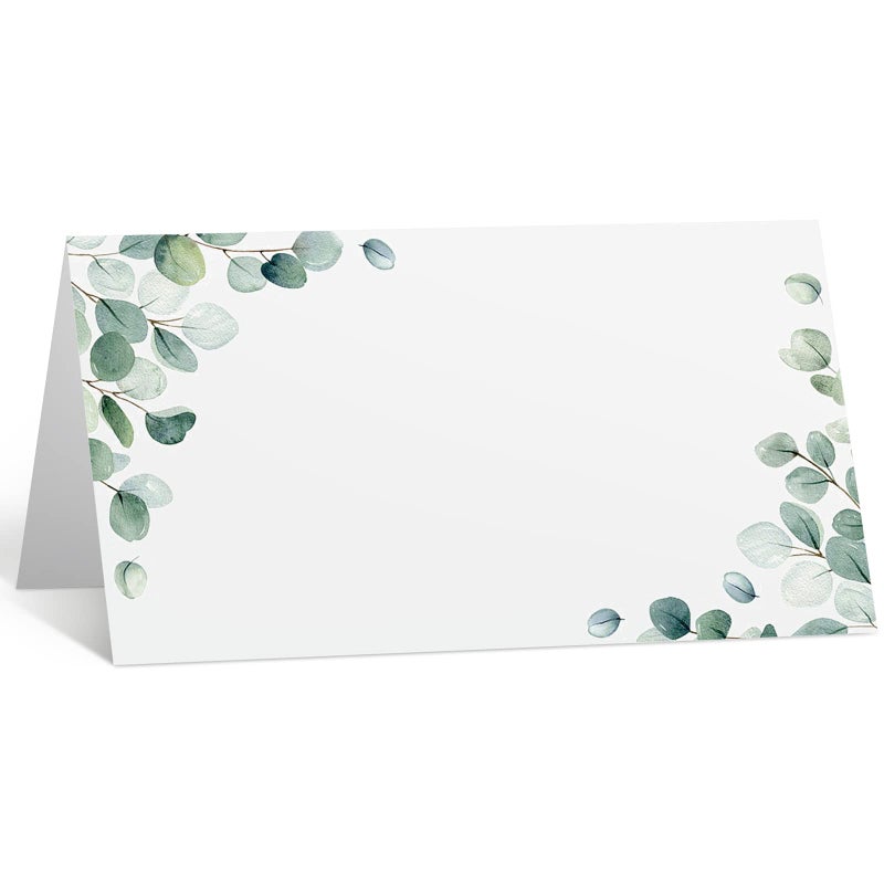 Fumete 100 Pack Watercolor Place Cards for Wedding Greenery Seating Place sign Tented Blank Table Printable Tent Folding Name Card for Party Bridal Banquet Dinner 35 x 4 InchFresh