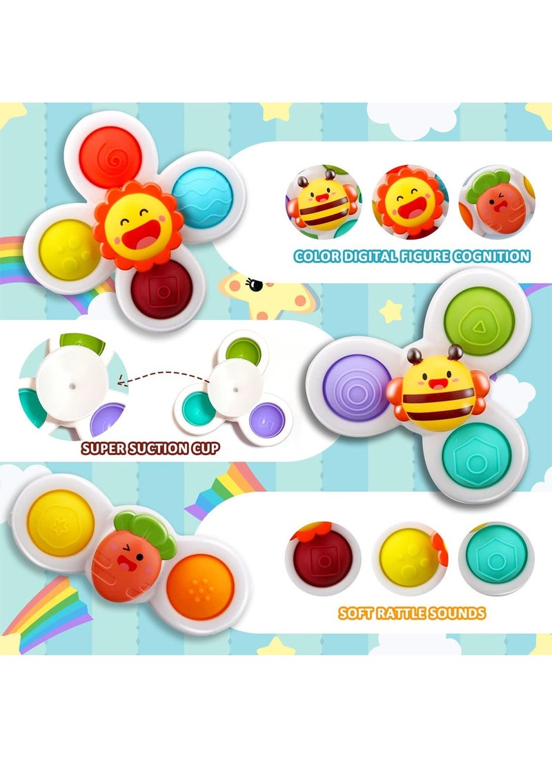 Generic - 3Pcs Suction Cup Spinner Toys Spinning Top Baby Bath Toys Birthday Baby Gifts Sensory Toys - Image 1