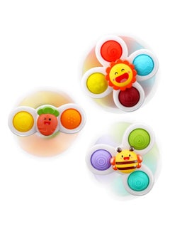 3Pcs Suction Cup Spinner Toys Spinning Top Baby Bath Toys Birthday Baby Gifts Sensory Toys