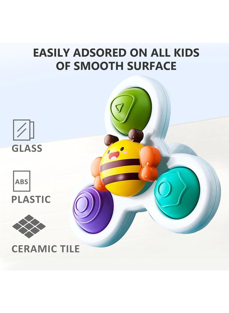 Generic - 3Pcs Suction Cup Spinner Toys Spinning Top Baby Bath Toys Birthday Baby Gifts Sensory Toys - Image 1