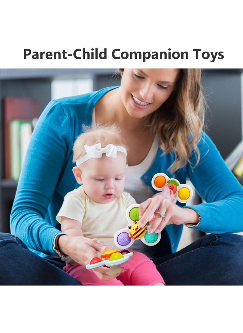 Generic - 3Pcs Suction Cup Spinner Toys Spinning Top Baby Bath Toys Birthday Baby Gifts Sensory Toys - Image 1