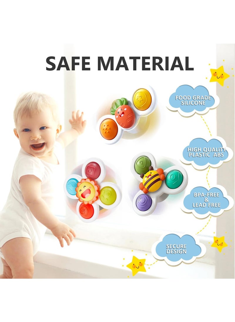 Generic - 3Pcs Suction Cup Spinner Toys Spinning Top Baby Bath Toys Birthday Baby Gifts Sensory Toys - Image 1