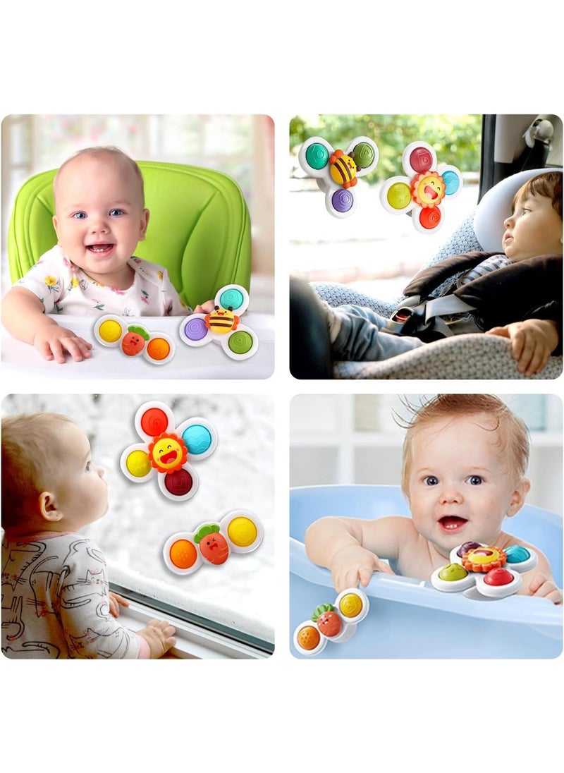 Generic - 3Pcs Suction Cup Spinner Toys Spinning Top Baby Bath Toys Birthday Baby Gifts Sensory Toys - Image 1