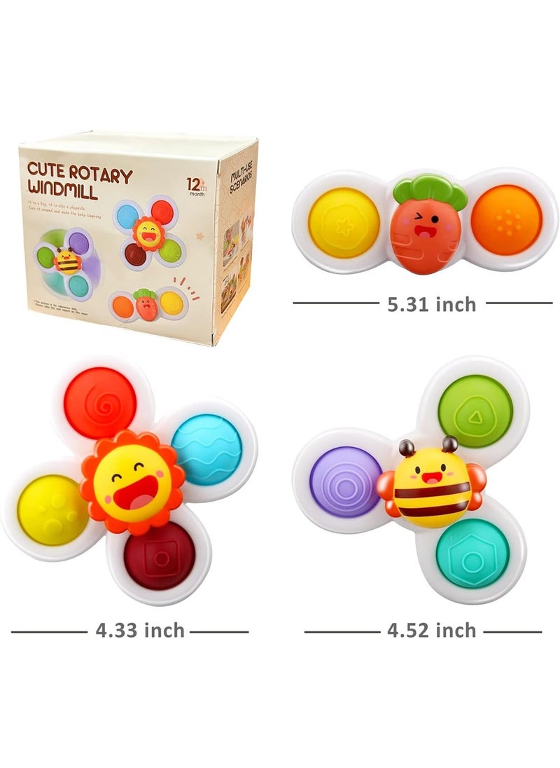 Generic - 3Pcs Suction Cup Spinner Toys Spinning Top Baby Bath Toys Birthday Baby Gifts Sensory Toys - Image 1