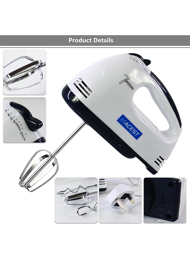 مايست خلاط يدوي كهربائي بـ 7 سرعات لخبز الطعام، 4 ملحقات من الفولاذ المطلي بالكروم لسهولة الخفق، كريمة خفق سهلة، كيك كوكيز - Image 3