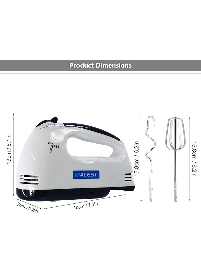 مايست خلاط يدوي كهربائي بـ 7 سرعات لخبز الطعام، 4 ملحقات من الفولاذ المطلي بالكروم لسهولة الخفق، كريمة خفق سهلة، كيك كوكيز - Image 2