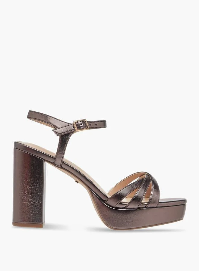 Paprika Women's Strappy Blocked Heel Sandals with Hook and Loop Closure