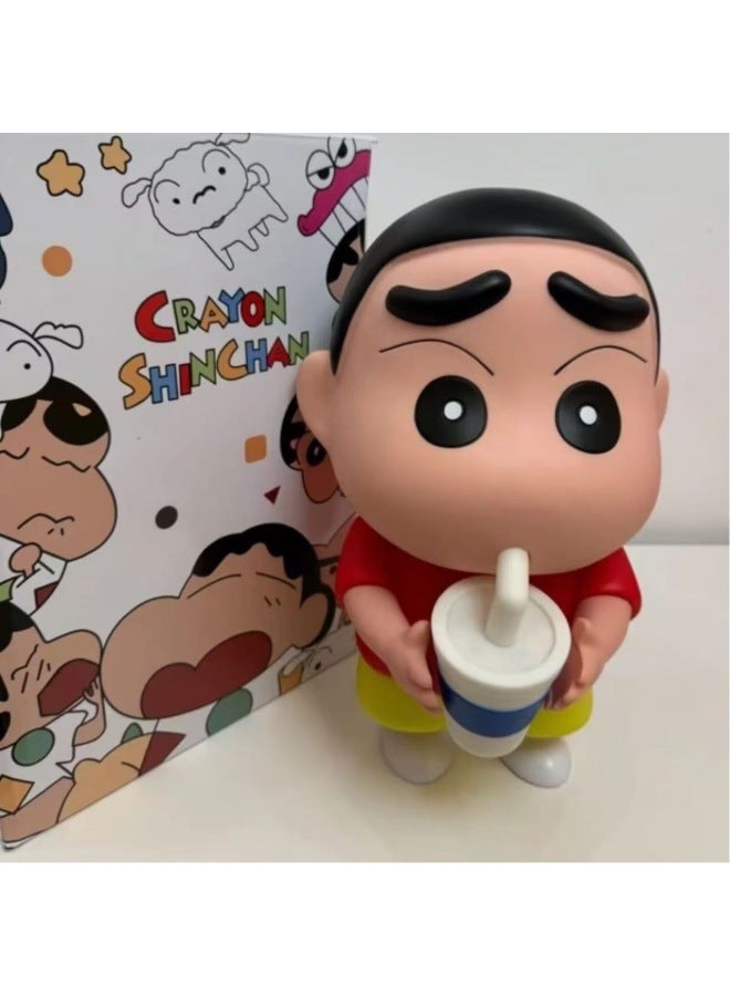 Milk Tea Crayon Small Doll Hand-made Nohara Shinosuke Cup Clap Light Xiao Xin Battery Luminous Ornaments Model-Colour:Pajamas Milk Tea Xiaoxin Night Light 25cm - Image 4