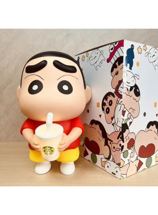 Milk Tea Crayon Small Doll Hand-made Nohara Shinosuke Cup Clap Light Xiao Xin Battery Luminous Ornaments Model-Colour:Pajamas Milk Tea Xiaoxin Night Light 25cm - Image 3