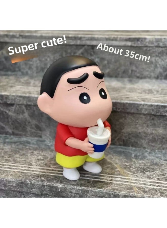 Milk Tea Crayon Small Doll Hand-made Nohara Shinosuke Cup Clap Light Xiao Xin Battery Luminous Ornaments Model-Colour:Pajamas Milk Tea Xiaoxin Night Light 25cm - Image 2