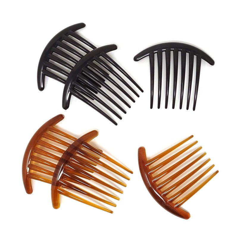 Honbay 6PCS Plastic 7 Tooth French Twist Combs Hair Side Combs Clips Accessory for Women and Girls (4Inch) - Image 1