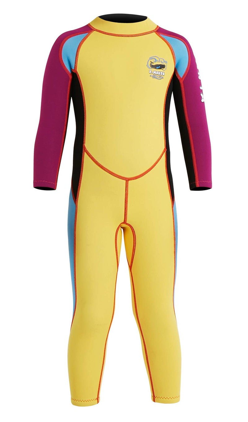 DIVE & SAIL Kids 2.5mm Diving Wetsuit Thermal Long Sleeve UV Protection Full Stretch Swimsuits Sunsuit Yellow S - Image 4
