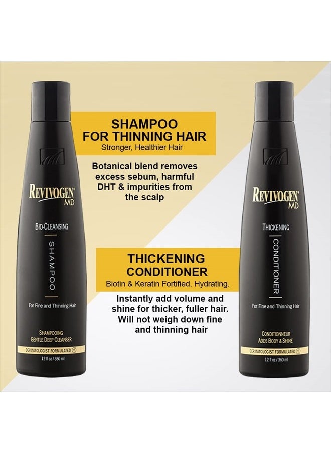 Revivogen MD Bio Cleansing Shampoo & Thickening Conditioner Duo Set for fine, thinning hair create volume, cleanse DHT, nourish scalp for healthier hair growth & 2 bottles, 12 oz. each  - Image 5