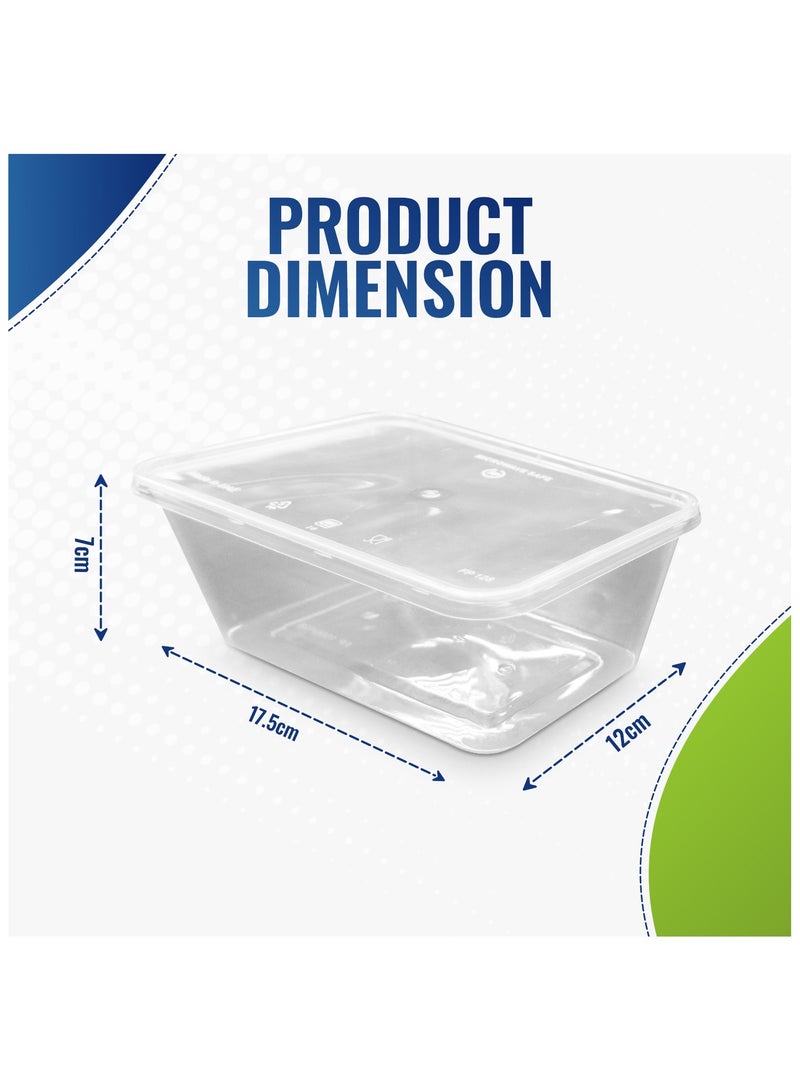 إس إن إتش باكينج SNH تعبئة 24 عبوة حاويات طعام بلاستيكية شفافة مستطيلة بسعة 1000 مل آمنة للاستخدام في الميكروويف مع أغطية، صناديق شفافة لتخزين الطعام وتحضير الوجبات، قابلة لإعادة الاستخدام، مثالية للوجبات الجاهزة وأخذ الطعام. - Image 2